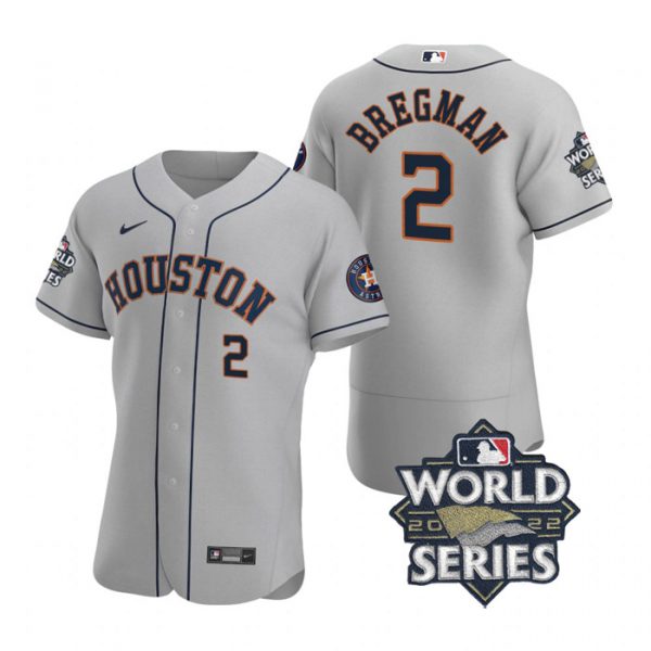 Astros 2 Alex Bregman Gray Nike 2022 World Series Flexbase Jersey->houston astros->MLB Jersey